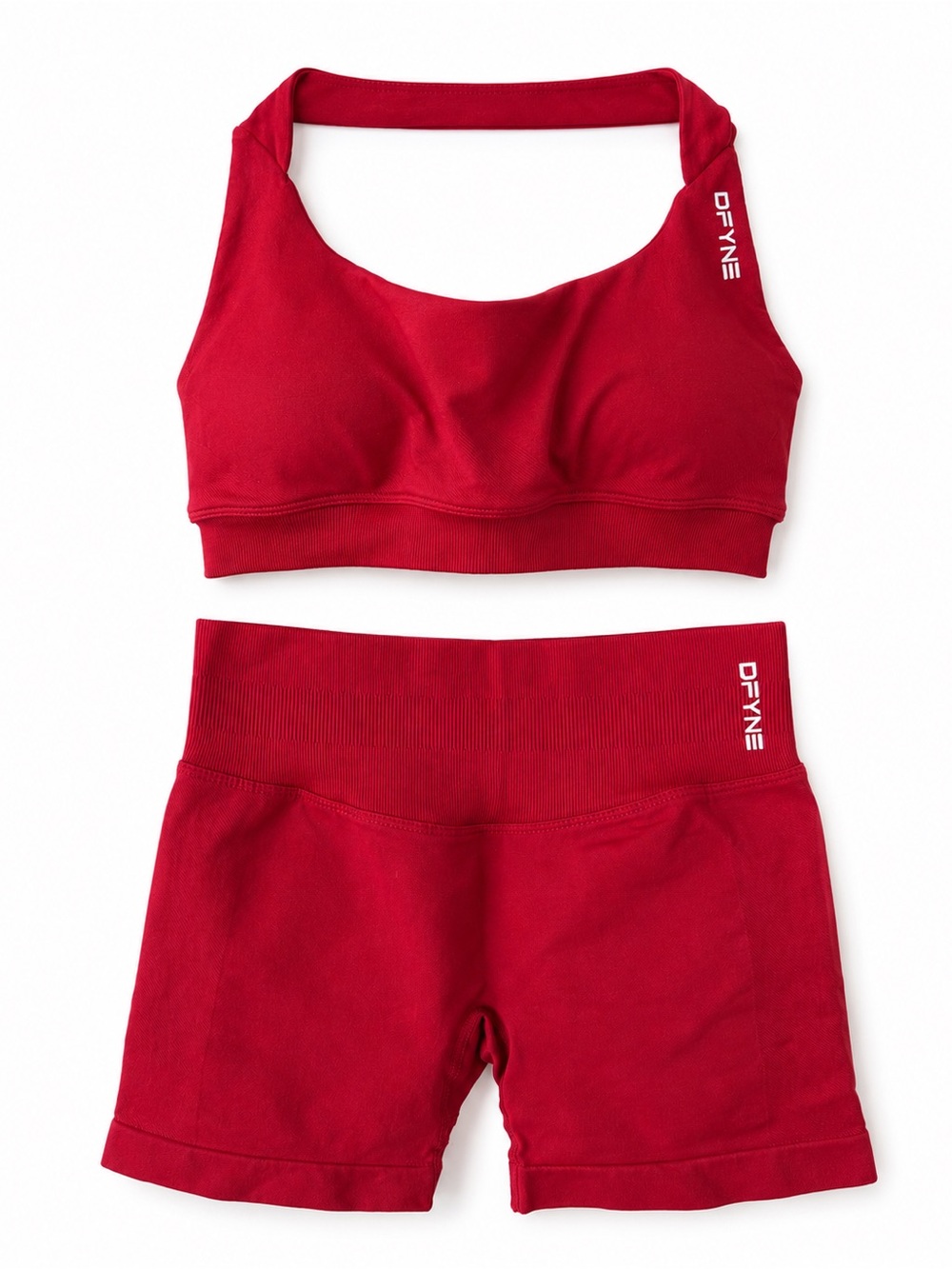 DFYNE Seamless Sports Bra & Shorts Set — Red XS